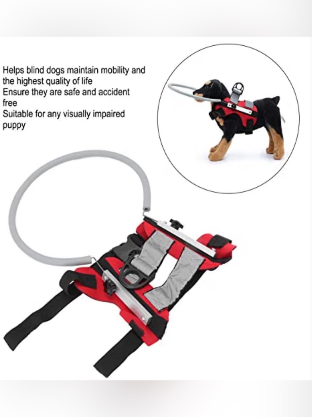 Red Dog Harness Halo for Visually Impaired Pets